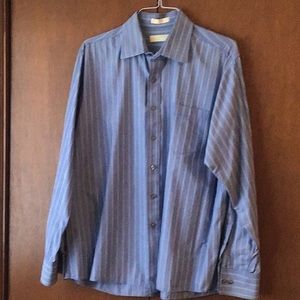 MENS MICHAEL KORS STRIPED COTTON BUTTON DOWN SHIRT 17.5